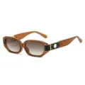 Trendy polygon sunglasses with gradient lenses and chic metal cutout decor for women style - Tea Frame Gradient Tea Lens