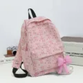 Pink corduroy backpack women cute bow school bag sweet aesthetic casual daily daypack - Bowknot Style / Pink
