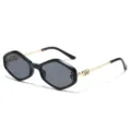 Trendy Europese stijl kattenoog zonnebril voor vrouwen met metalen pootjes UV-bescherming. - Zwart Frame Zwart Grijze Glazen