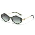 Trendy green cat eye sunglasses with gold metal arms and chic heart rhinestone details for women. - Transparent Green Frame Grey Green Lens