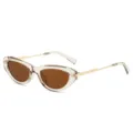 Transparante cat-eye zonnebril met mooie bruine lenzen en stijlvolle metalen pootjes. - Champagne Frame Thee Lenzen