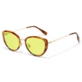 Vintage cat-eye sunglasses with yellow lenses and tortoise shell frames for women and men. - Leopard Frame/Yellow Lens