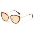 Retro cat eye sunglasses for women, oversized tortoiseshell frame with UV protection lenses. - Leopard Frame Champagne Lens