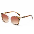 Trendy oversized vierkante zonnebril met schildpad en transparant verloopmontuur. - Luipaard transparant frame Dubbele thee glazen