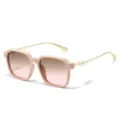 Lunettes de soleil carrées roses tendance pour femmes avec branches dorées et perles. - Monture Rose Verre Gris Rose