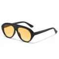 Oversized shield zonnebril dames heren mode trend UV bescherming zwart montuur hoofdaanzicht - Zwart Montuur Oranje Glazen