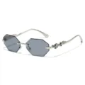 Trendy rimless polygoon zonnebril met stijlvolle metalen pootjes en verlooplenzen voor unisex. - Zilver Frame Grijze Lens