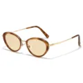 Trendy oval metal sunglasses for women, vintage tortoiseshell frames with light lenses. - Regular / Leopard Frame Champagne Lens