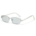 Metal smalle montuur zonnebril vintage vierkante kleine frame bril voor dames en heren - Zilver Frame Grijze Lens