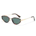 Trendy smalle cat eye zonnebril voor dames en heren, luxe anti-UV designer brillen. - Luipaard Goud Montuur Groene Lens