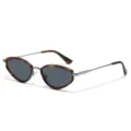 Trendy kattenoog zonnebril dames heren smal montuur UV-bescherming retro brillen - Luipaard Gunmetal Montuur Zwart Grijs Lens