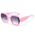 Pink oversized hexagonal fashion sunglasses, trendy gradient lenses for women, stylish UV protection. - Pink Frame Gradient Grey Lens