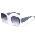 2026 New Oversized PC Fashion Sunglasses, European Style Hexagonal Gradient Sun Glasses - White Frame Gray Lens
