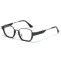 Stijlvolle vierkante bril met metalen montuur en zwarte acetaatpootjes voor dagelijks gebruik. - Zwart Gunmetal Frame Heldere Lens