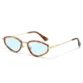Stylish cat-eye sunglasses with tortoise shell frame and light blue lenses for women. - Leopard Gold Frame Blue Lens