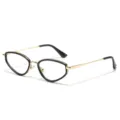 Black gold cat eye narrow frame glasses variant, stylish daily fashion eyewear item. - Black Gold Frame Clear Lens