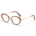 Trendy tortoise shell oval metal frame glasses for women fashion eyewear stylish accessory - Regular / Leopard Frame Clear Lens