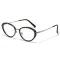 Oval tortoiseshell metal eyeglasses frames for women trendy stylish daily wear eyewear - Regular / Grey Douhua Gunmetal Frame Clear Lens