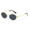 Gouden metalen ovale zonnebril voor heren en dames retro fashion stijl trendy top - Gouden Frame Grijze Lenzen