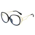 Retro cat eye anti blue light glasses stylish black frame with gold temples for women daily wear - Black