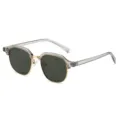 Dames Mode Half Montuur Ronde Zonnebril Goud Metaal Transparant Grijs Zonnebril - Grijs Frame Grijs-Groene Lens