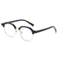 Modieuze dames half montuur bril zwart goud rond trendy stijl chic stedelijke mode - Zwart Frame Heldere Lenzen