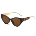 Trendy cat-eye sunglasses for women and men, stylish gradient brown lenses and gold temples. - Burgundy Frame Brown Lenses