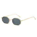 Modieuze kleine polygoon zonnebril met metalen montuur, stijlvolle retro oogmode voor dames. - Gouden Frame Grijze Lenzen
