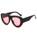 Grote dikke zwarte montuur mode zonnebril met roze glazen voor dames trendy streetwear stijl - Zwart Montuur Roze Glazen
