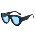 Grote dikke zwarte zonnebril met lichtblauwe lenzen voor dames hiphop streetwear. - Zwart Frame Blauwe Lenzen