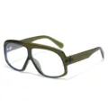 Oversized square blue light blocking glasses for men and women, stylish vintage clear frame. - Transparent Green Frame Clear Lens