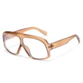 Grote vierkante blauwlicht filter bril voor dames en heren mode stijlvolle brille. - Bruin Frame Heldere Lenzen