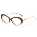 Stijlvol bruin verloop ovaal blauwlichtfilter brilmontuur met elegante parels. - Thee gradiënt
