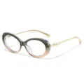 Modieuze ovale blauwlicht filter bril met elegante parel details op de veren. - Grijs naar Thee Verloop