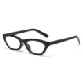 Modieuze zwarte kattenoog bril, vintage optische monturen voor dames dagelijkse mode. - Glanzend Zwart Frame / Heldere Lenzen