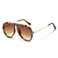 Vintage tortoise shell aviator sunglasses for women and men stylish retro UV protection eyewear - Leopard Frame Gradient Tea Lens