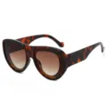 Occhiali da sole oversize tartaruga donna, moda retro occhiali scudo con lenti sfumate. - Montatura Tartarugata Lente Tè Sfumata