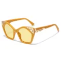 Trendy cat-eye sunglasses for women with stylish yellow frames and chic metal details. - Yellow Frame Yellow Lens / Regular