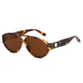 Fashion double bridge pilot sunglasses with tortoise frame and chic cutout temple design. - Tortoise Frame Tea Lens