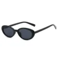 Vintage retro ovale cat eye zonnebril voor dames stijlvolle zwarte uv400 bescherming bril - Normaal / Zwart Montuur Grijze Glazen