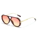 Retro mode dubbele brug stijlvolle verloop zonnebril metalen montuur chic design - Jujube Rood Montuur Progressieve Roze Lens