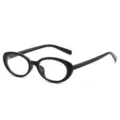 Classic black oval frame glasses, retro Korean style minimalist optical eyewear variant item. - Regular / Black Frame Clear Lens