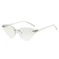 Rimless cat eye sunglasses variant, stylish metal temples, light lenses, chic eyewear choice. - Silver Frame Light Silver Lens