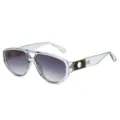 Transparent grey double bridge aviator sunglasses with hollow round temple fashion eyewear - Transparent Grey Frame Grey Lens
