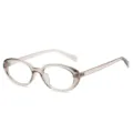 Translucent grey cat-eye optical glasses, retro style daily fashion eyewear frame. - Regular / Champagne Frame Clear Lens