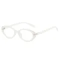 Translucent white retro oval cat-eye glasses, stylish fashion eyewear for women daily wear. - Regular / Rice White Frame Clear Lens