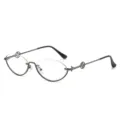 Modische Metall-Halbrand-Brille mit runden Bügeln, trendiges Accessoire für den Alltag. - Gunmetal Rahmen Klare Gläser