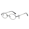 Vintage oval metal glasses with unique clover ring temples, fashion retro trendy eyewear frame. - Regular / Gunmetal Frame Clear Lens