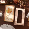Retro metal leaf bookmark with delicate hollow design and gift box for student office reading. - Good Luck Persimmon / Box Packaging