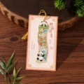 Marque-page en métal panda style chinois avec pompon et carte, joli marque-page de lecture. - Thème Bonne Chance / Emballage Simple